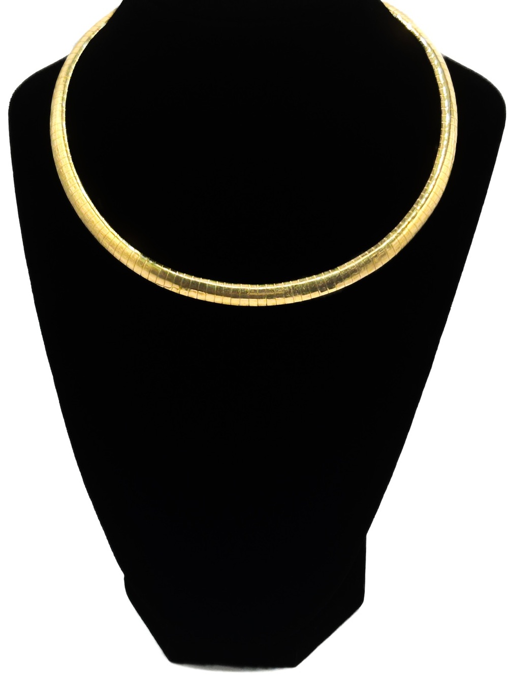 Vintage Gold Tone Omega Chain Necklace, Sleek Flat Collar Choker